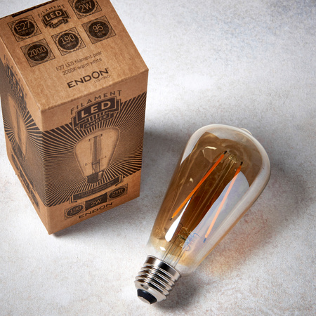 E27 LED Filament Pear 140x64mm Amber Glass ND