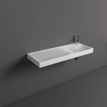 REMAL Umywalka podwieszana & nablatowa 121 X 46 cm L blat z lewej strony z otworem na baterię biały połysk