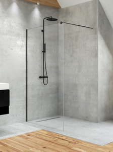 Kabina VELIO BLACK  walk-in 90x200 szkło czyste 8mm z powłoką