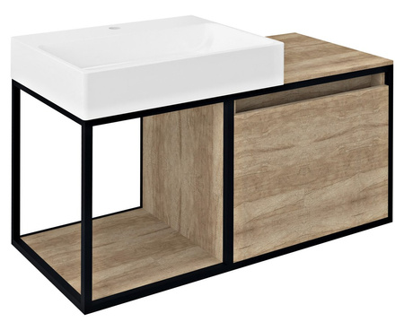 SKARA szafka pod umywalkę 100x49,5x46,5cm, czarny mat/dąb Alabama