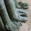 Check Faux Mohair Throw Olive 1300x1800mm