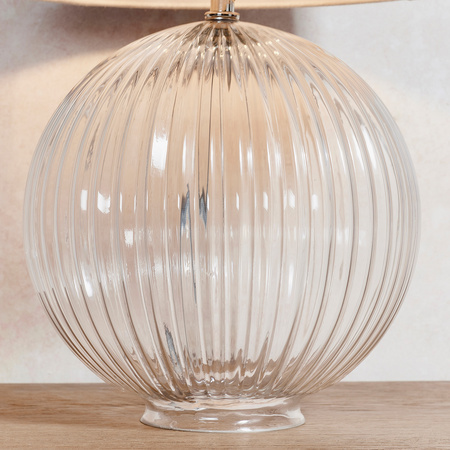 Lampa stołowa – przezroczysty / satynowy nikiel, 25 × 25 × 34 cm