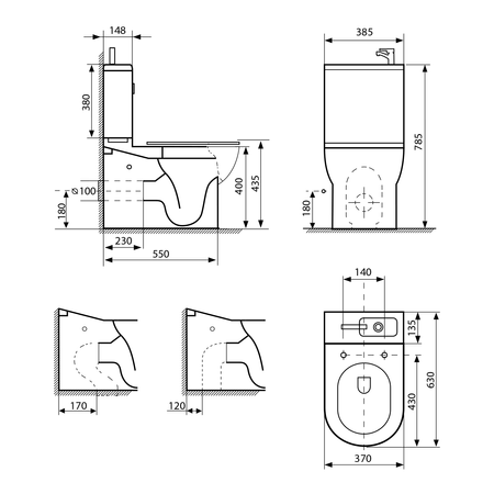 JALTA HYGIE kompakt WC z umywalką, Rimless, odpływ poziomy/pionowy, biały
