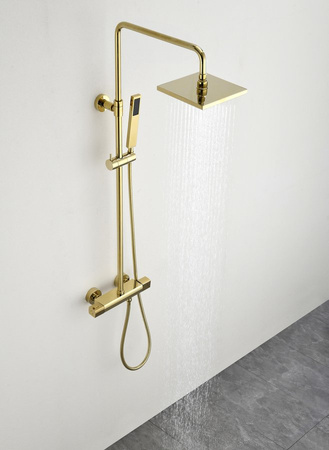 Zestaw prysznicowy z baterią termostatyczną, złoto