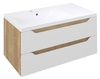WAVE szafka umywalkowa 89,7x45x47,8cm, lewa, biała/dąb Alabama