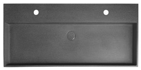 QUADRADO umywalka betonowa podwójna z korkiem 96x44cm, czarny granit