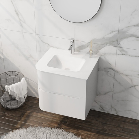 Szafka wisząca z umywalką szklaną Atlanta White 600