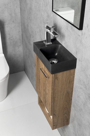 PICCOLINO umywalka betonowa, 30,8x17cm, bateria z lewej strony, antracyt mat