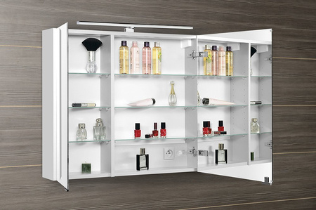 MIRRÓ szafka z lustrem, oświetlenie LED, 80x70x16cm, biała