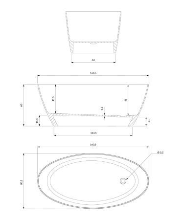 SIENA M+ wanna wolnostojąca, 161 x 81 cm, biały połysk