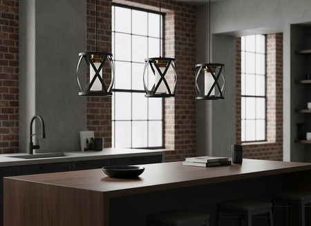 LAMPA WISZĄCA LOFT CZARNO-MOSIĘŻNA ASTILA W1