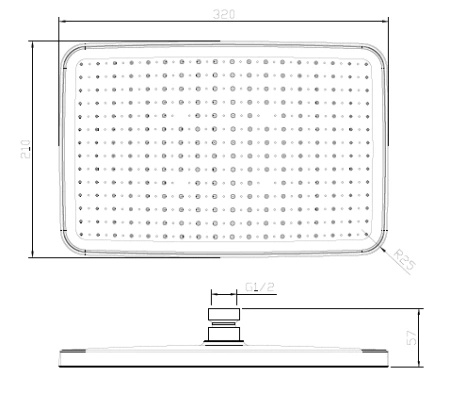 Głowica deszczowni prostokątna 32x21 cm, czarny