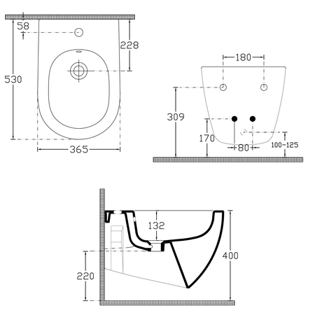 INFINITY bidet wiszący 36,5x53cm, biały