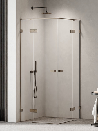 Kabina prysznicowa OXIA GUNMETAL BRUSHED 2D kwadratowa 80x80x200 szkło czyste 8mm Active Shield 2.0