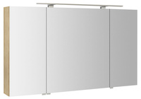 RIWA szafka z lustrem, oświetlenie LED, 3 drzwiczki, 121x70x17cm, wiąz Bardini