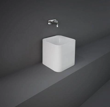 Zestaw Petit Umywalka nablat. kwadrat 36 cm BIAŁY POŁYSK + Bateria podtynkowa ICONIC Chrom