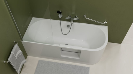 PORTAS L asymetryczna wanna z drzwiami, 180x75x60cm, biały