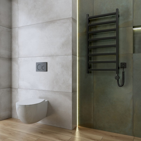 Grzejnik łazienkowy elektryczny Lungo Black 960 z grzałką Black