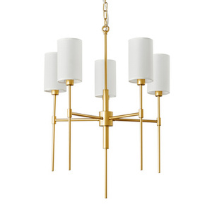Lampa wisząca DARLING 60 cm - żyrandol złoty z białym abażurem