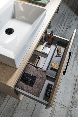 VEGA zestaw łazienkowy, szerokość 125 cm, dąb platin