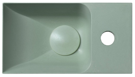 PICCOLINO umywalka betonowa, 30,8x17cm, bateria z prawej strony, zielony mat