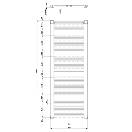DIRECT grzejnik łazienkowy 600x1680 mm, biały
