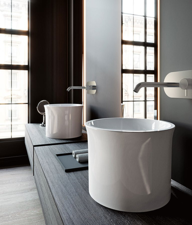 THE NEW YORKER umywalka ceramiczna nablatowa wysoka, średnica 40 cm, biała