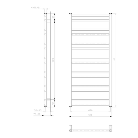 METRO DOS grzejnik łazienkowy 500x1100 mm, biały