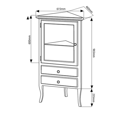RETRO szafka narożna 60x120x47cm, buk, lewa
