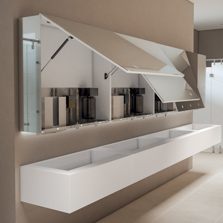 BASIC Szafka z lustrem 90cm z automatycznym dozownikiem mydła i suszarką do rąk