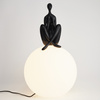 Lampa stołowa WOMAN-3 ,47 cm -czarna figura,biały klosz