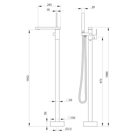 CUBEMIX bateria wannowa wolnostojąca, złoty szczotkowany
