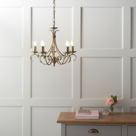 Bernice 5 Pendant Light Antique Brass