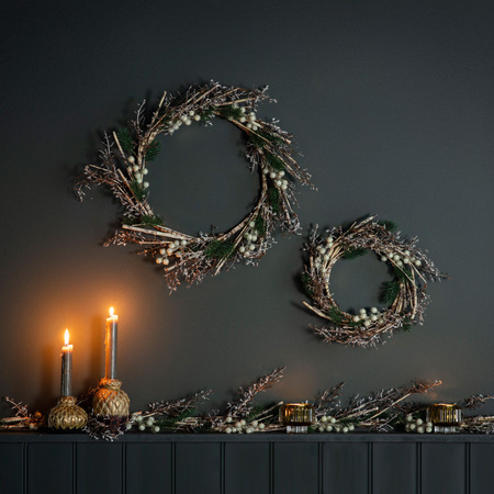 White Frosted Berry Paper Bark Garland L1500mm