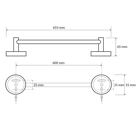 X-ROUND E wieszak na ręczniki 600mm, chrom
