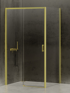 Kabina prysznicowa PRIME LIGHT GOLD 1D prostokątna L 100x75x200 szkło czyste 6mm Active Shield 2.0