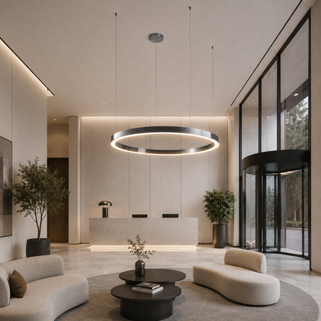 Lampa wisząca CIRCLE 120 cm - LED, ring tytan szczotkowany