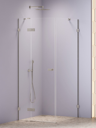 NZ2 Kabina prysznicowa OXIA NICKEL BRUSHED 1D L 80x70x200 szkło czyste 8mm Active Shield 2.0