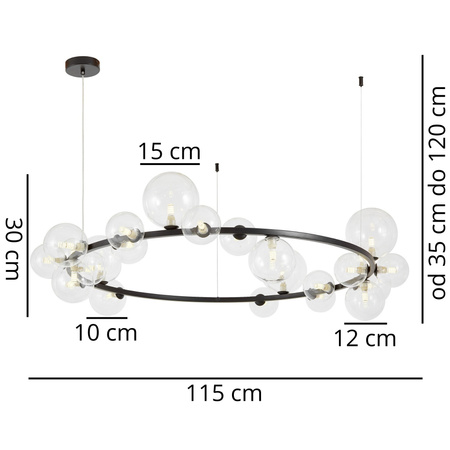 NOWOCZESNA LAMPA WISZĄCA CZARNA MERIDO W24