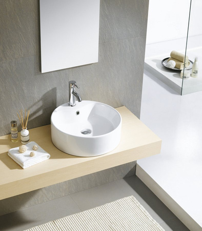 YAKARTA umywalka ceramiczna nablatowa Ø 46 cm, biała