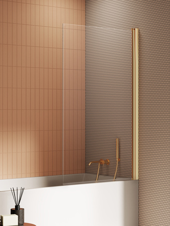 Parawan nawannowy NEW SOLEO GOLD BRUSHED 1D U 70x140 szkło czyste 6mm Active Shield 2.0