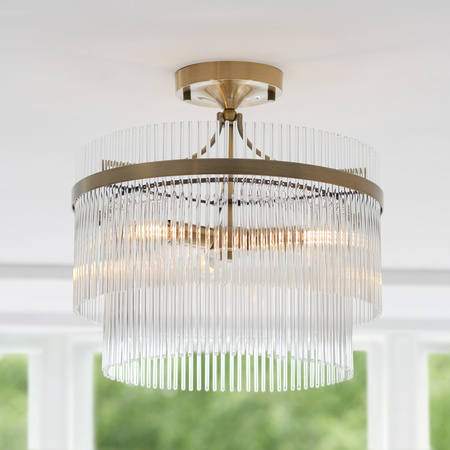 Lampa sufitowa Marietta – 3-punktowa, antyczny mosiądz / przezroczysty, 40 × 40 × 39,5 cm