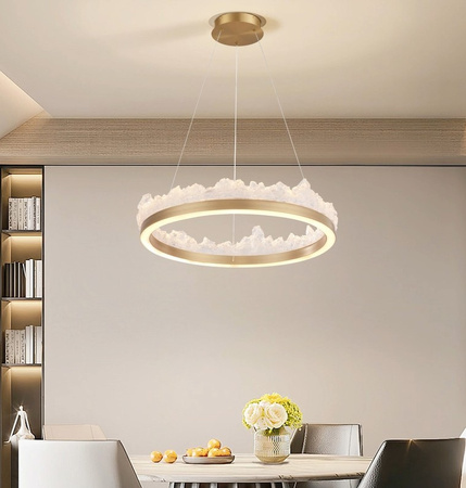 Lampa wisząca MONTANA 60 cm - LED, złoty kryształowy ring