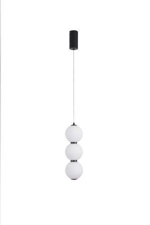 Lampa wisząca PERLA LED 12 cm - czarny akcent z trzema białymi kloszami