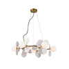 Lampa wisząca CHIC-9, 75 cm - złoty żyrandol z białymi kulami