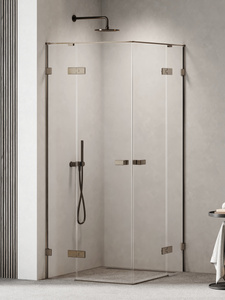 Kabina prysznicowa OXIA GUNMETAL BRUSHED 2D kwadratowa 80x80x200 szkło czyste 8mm Active Shield 2.0