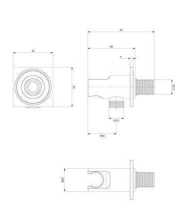 przyłącze kątowe, antracyt szczotkowany