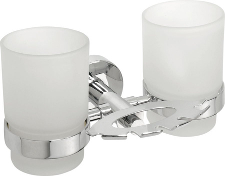 X-ROUND wiszący podwójny uchwyt na kubki, szkło mleczne, chrom