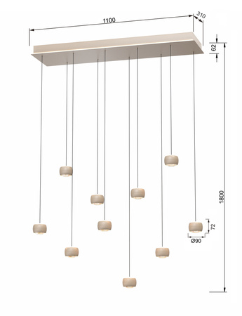 7039-1013 Lampa wisząca dziesiątka QUIBERON kaszmirowa - piaskowa
