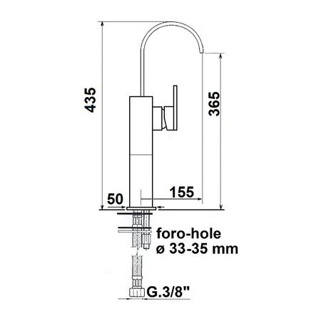 TRIUMPH bateria umywalkowa wysoka bez odpływu, chrom